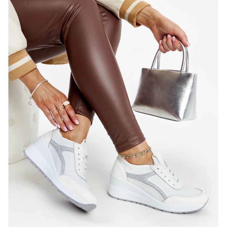 Weiße Hermina-Sneaker mit Keilabsatz 1