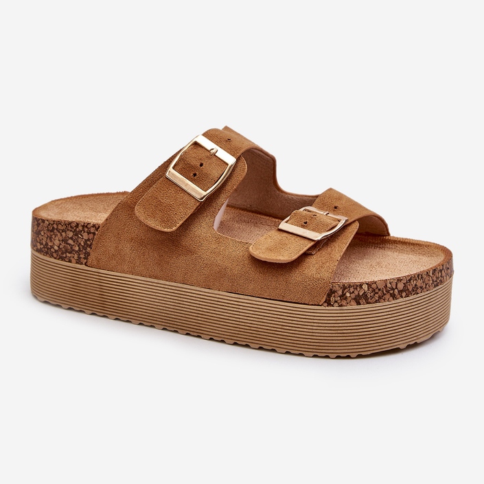 Camel Lolpey Plateau-Flip-Flops für Damen mit Schnallen braun 1