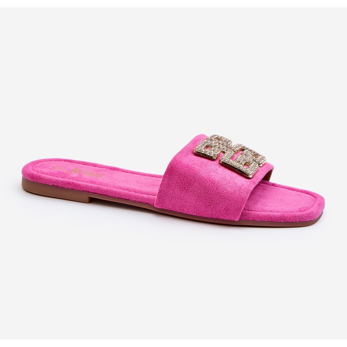 Damen-Flip-Flops mit flachem Absatz und Fuchsia-Inaile-Dekoration rosa 2