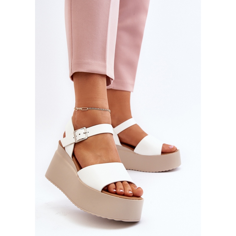 Damen-Keilsandalen Weiß Geferia 2