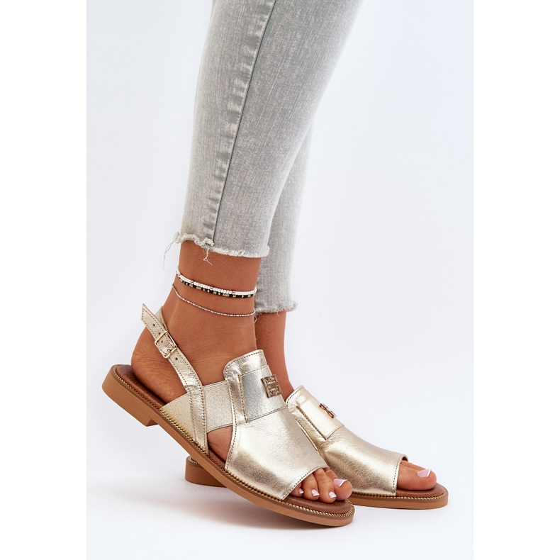 Zazoo 40385 Damen Ledersandalen Gold golden 2