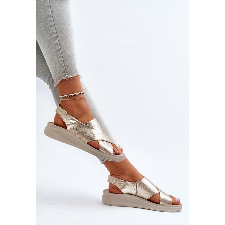 Zazoo 40392 Damen Ledersandalen Gold golden 1