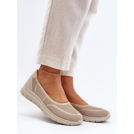 Beigefarbene Aviaba-Ballerinas mit Plateau und Keilabsatz 2