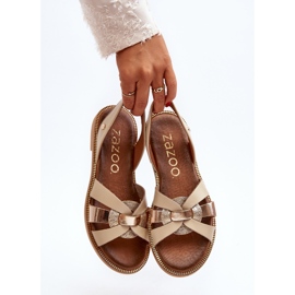 Zazoo 40382 Damen Ledersandalen, Beige 2