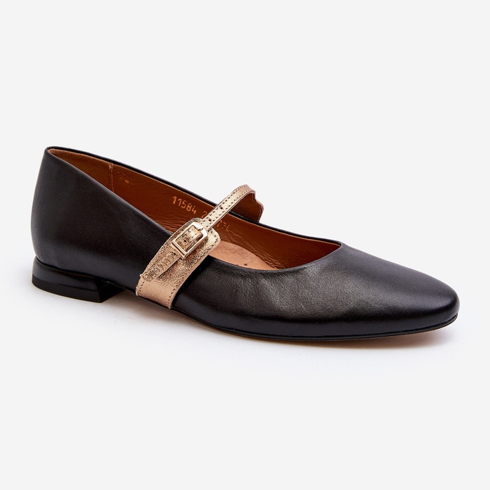Flache Ballerinas aus Leder für Damen Laura Messi 2774 Schwarz 1
