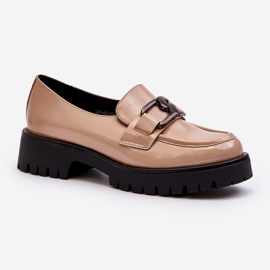 Vinceza Damenmokassins aus Lackleder Beige Santtes 1