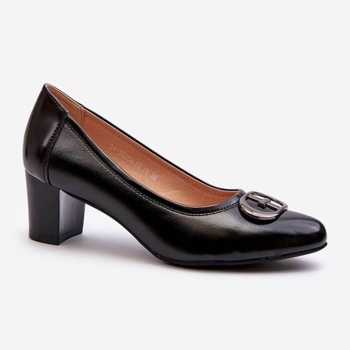 Vinceza Schwarze Aeliris-Pumps mit niedrigem Absatz und Verzierung 1