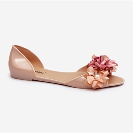 Gummiballerinas für Damen mit Blumen, Beige Junikla 1