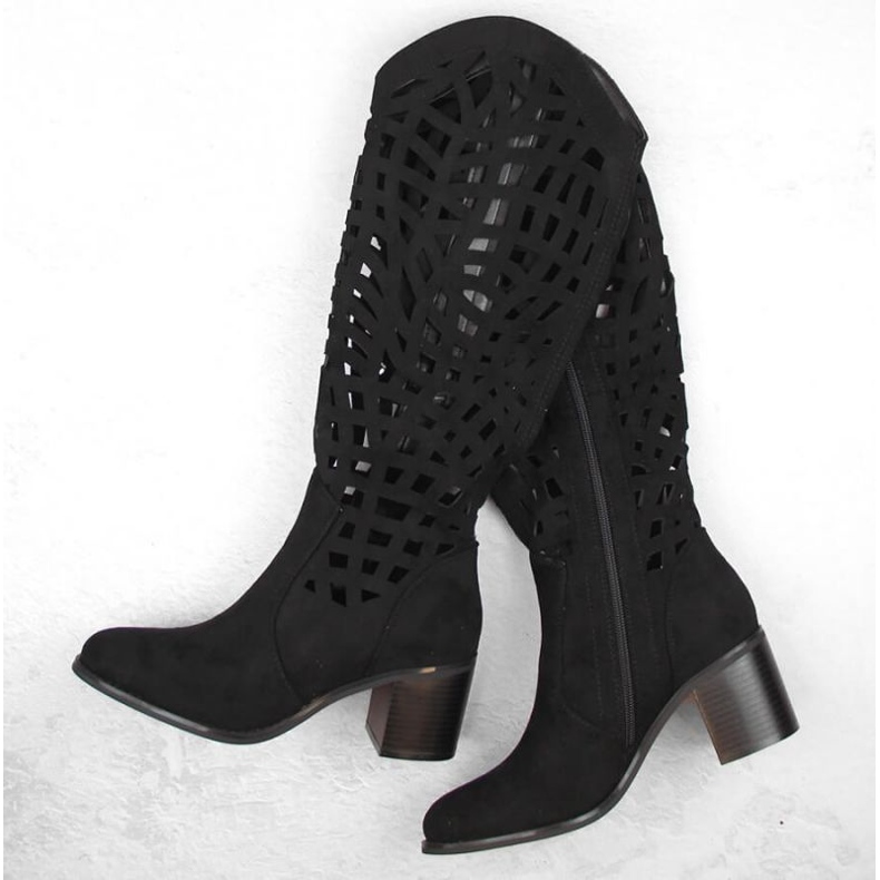 Jezzi W JEZ427 durchbrochene Stiefel, schwarz 2