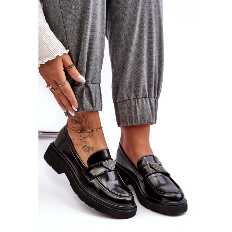 Damen-Loafer mit flachem Absatz, Schwarz 4