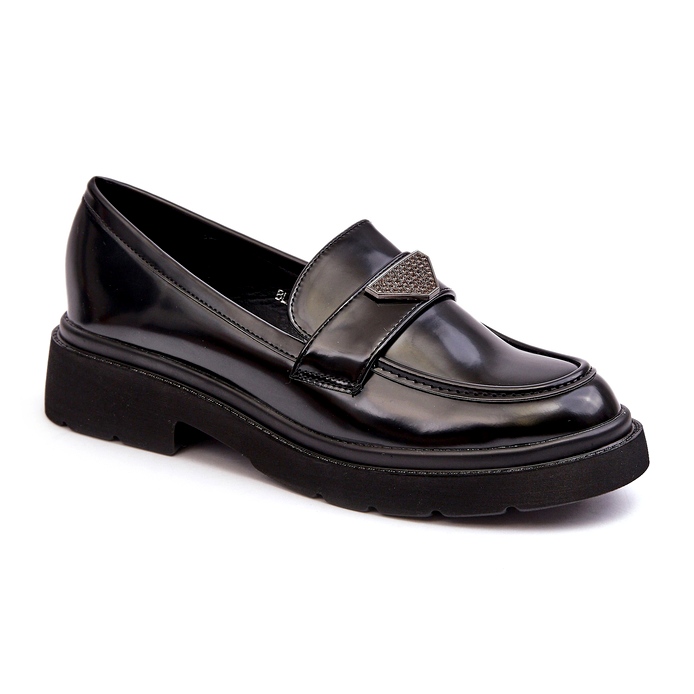 Damen-Loafer mit flachem Absatz, Schwarz 1