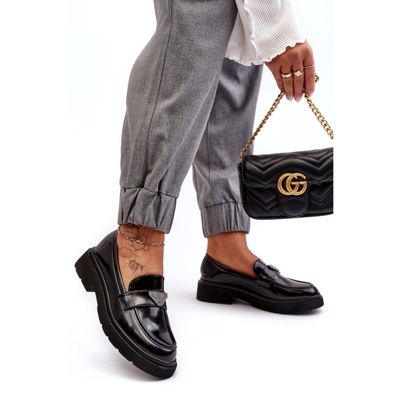 Damen-Loafer mit flachem Absatz, Schwarz 2