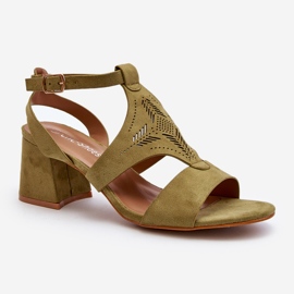 Grüne Eleriva-Sandalen mit niedrigem Absatz 1