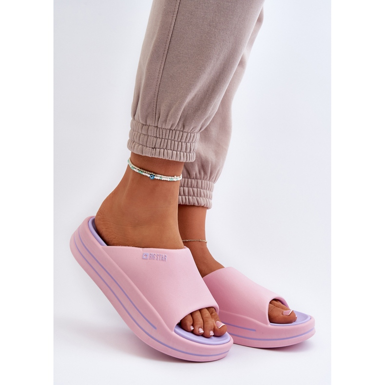 Damen-Flip-Flops auf der Big Star-Plattform NN274A035 Pink rosa 2