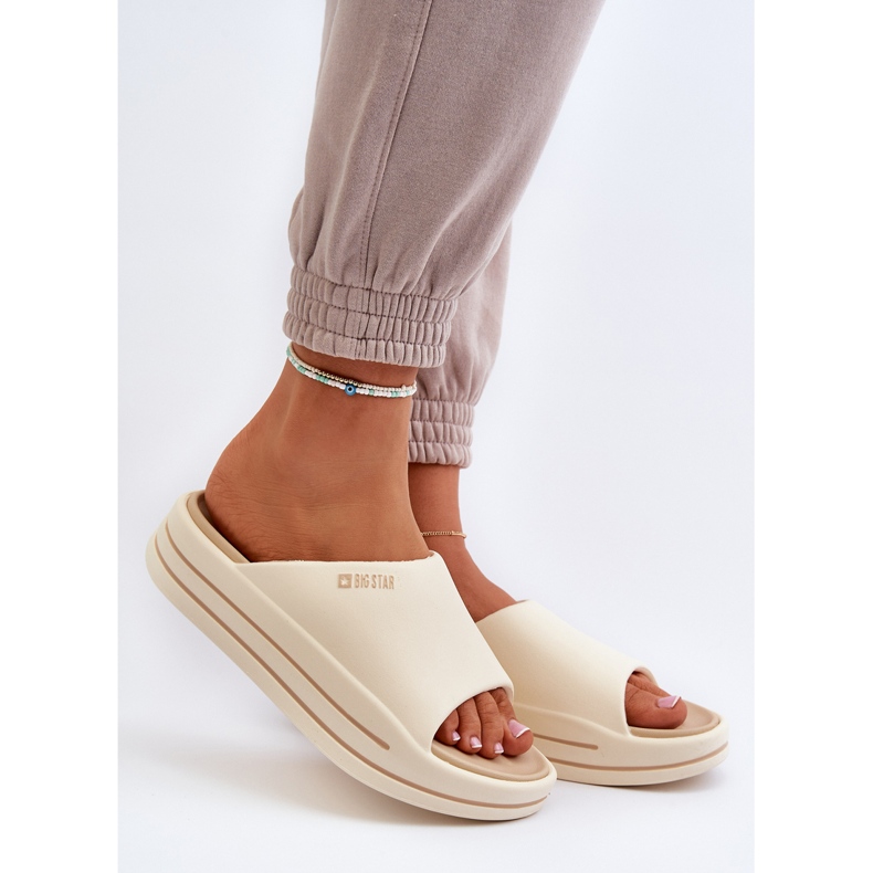 Damen-Flip-Flops auf der Big Star-Plattform NN274A034 Beige 2