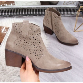 Durchbrochene Cowboystiefel aus Leder S.Barski W OLI32C, beige 1