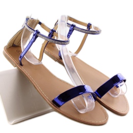 Sandalen mit Steinen am Knöchel s060021 Königsblau navy blau 1
