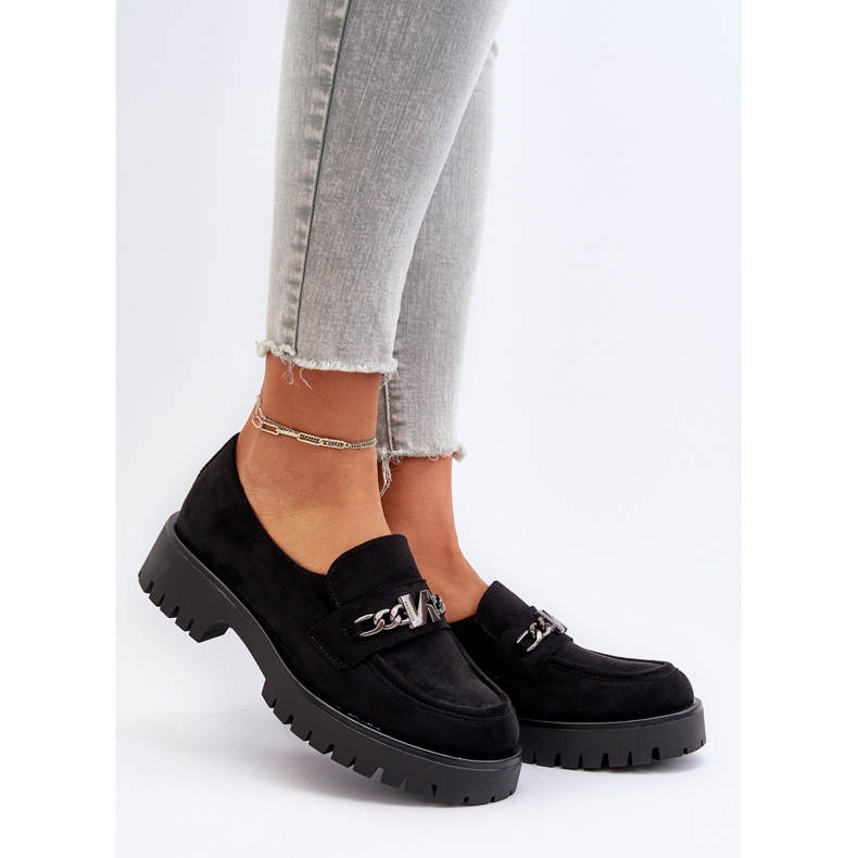 Vinceza Damen-Mokassins aus Wildleder mit Verzierung, Schwarz, Loraleima 2