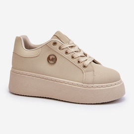 Damen-Plateau-Sneaker Beige Eshen 1