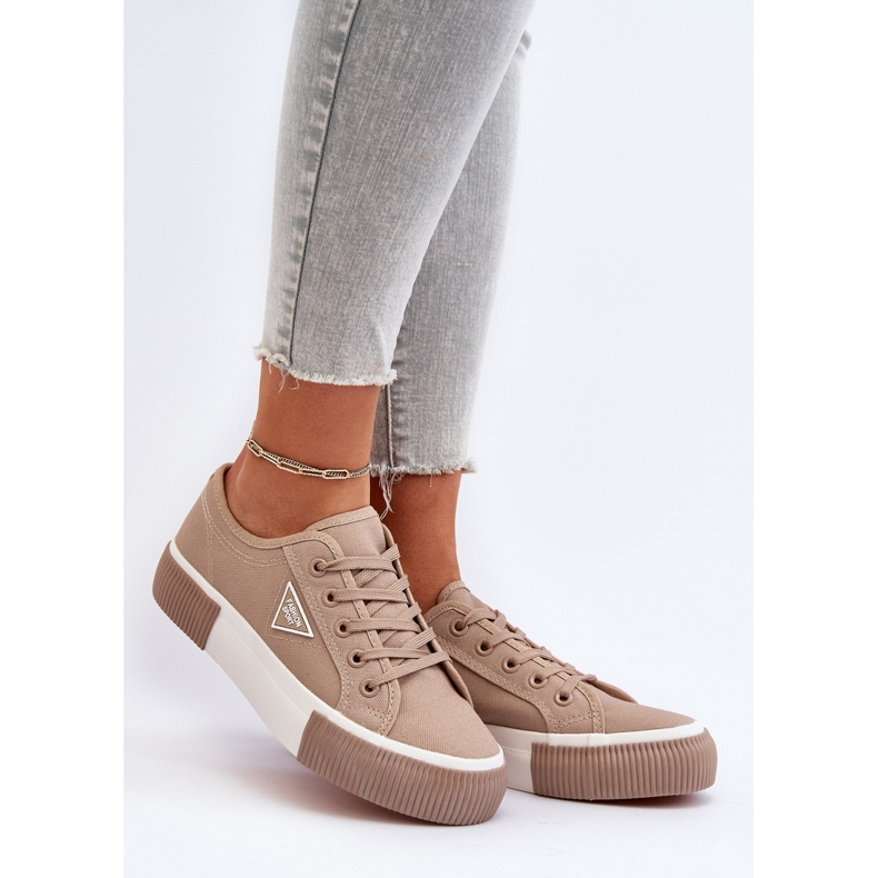 Beigefarbene Enalae-Sneaker für Damen 2
