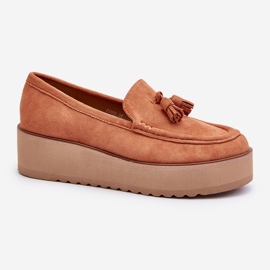 Plateau-Mokassins für Damen mit Fransen, Orange Mialani 1