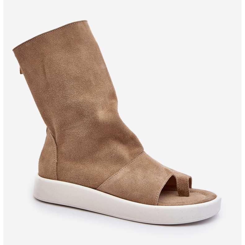 Zazoo 3441 Wildledersandalen für Damen mit dunkelbeigem Obermaterial 1