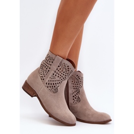 Zazoo 3305/2 Durchbrochene Cappuccino-Stiefel für Damen beige 2