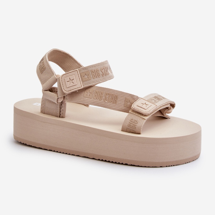 Damensandalen auf der Big Star-Plattform NN274A528 Beige 1