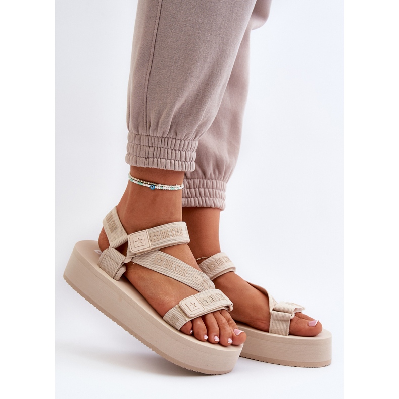 Damensandalen auf der Big Star-Plattform NN274A528 Beige 2