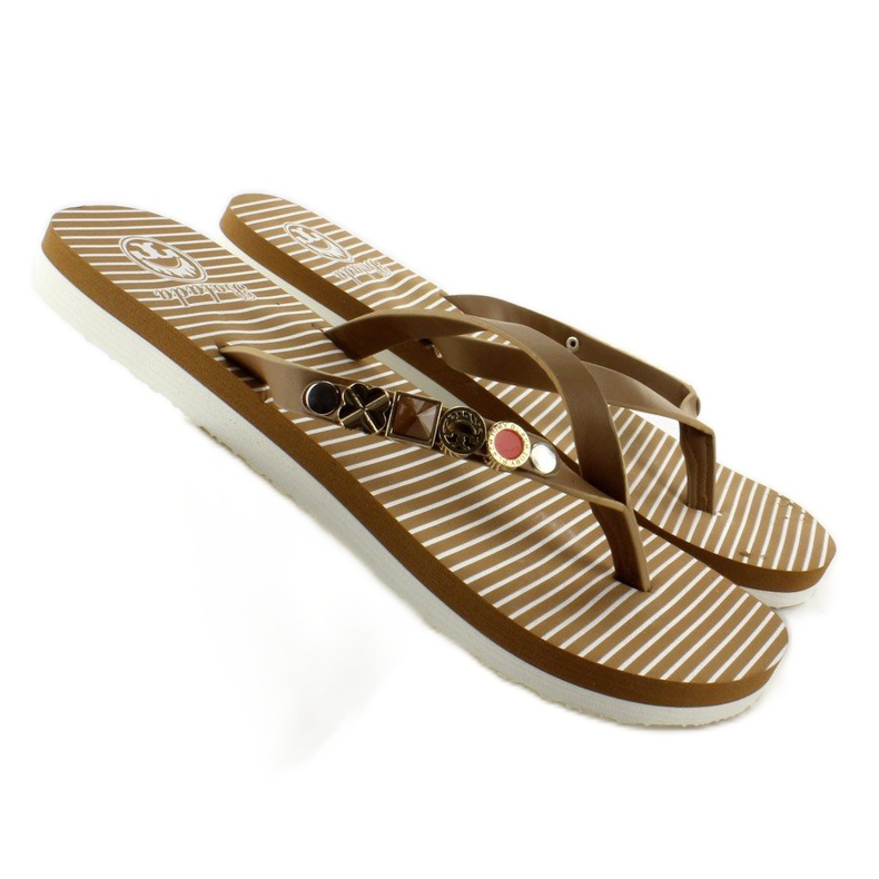 Flip-Flops mit verziertem Gürtel B762 Beige 2