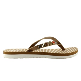Flip-Flops mit verziertem Gürtel B762 Beige 1