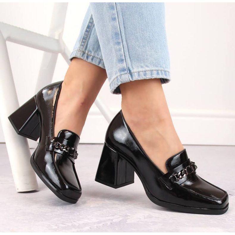 Potocki W WOL215A schwarze Lackschuhe mit dekorativem Absatz 2