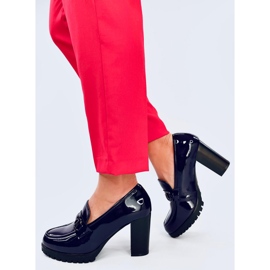 Dunkelblaue Mokassins mit Lackabsatz von Hyett 2