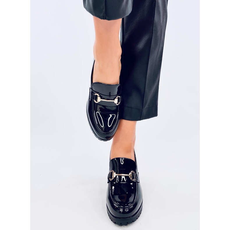 Schwarze Hyett-Loafer mit Lackabsatz 1