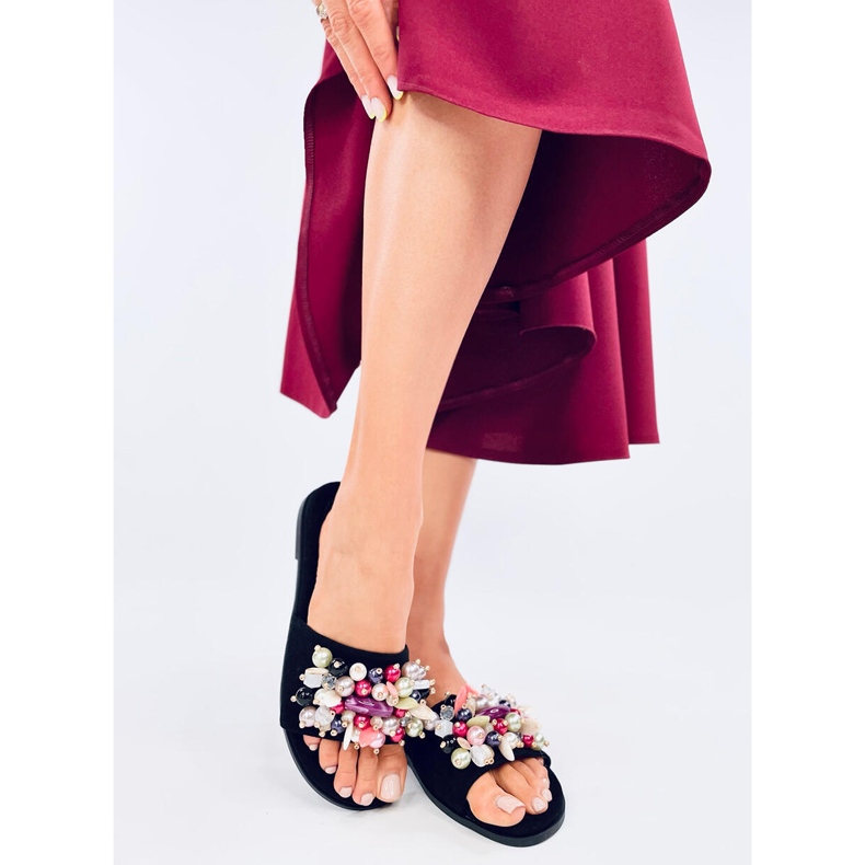 Seastar Schwarze Flip-Flops von Lumsen mit bunten Steinen 2