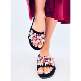 Seastar Schwarze Flip-Flops von Lumsen mit bunten Steinen 1