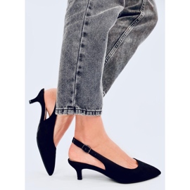 Malloi Schwarze niedrige Absätze mit offenem Absatz 1