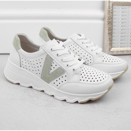 Damen-Sportschuhe aus durchbrochenem Leder, weiß Vinceza 7875 1