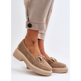 Zazoo 3429 Wildleder-Mokassins für Damen mit Verzierung, Beige 2