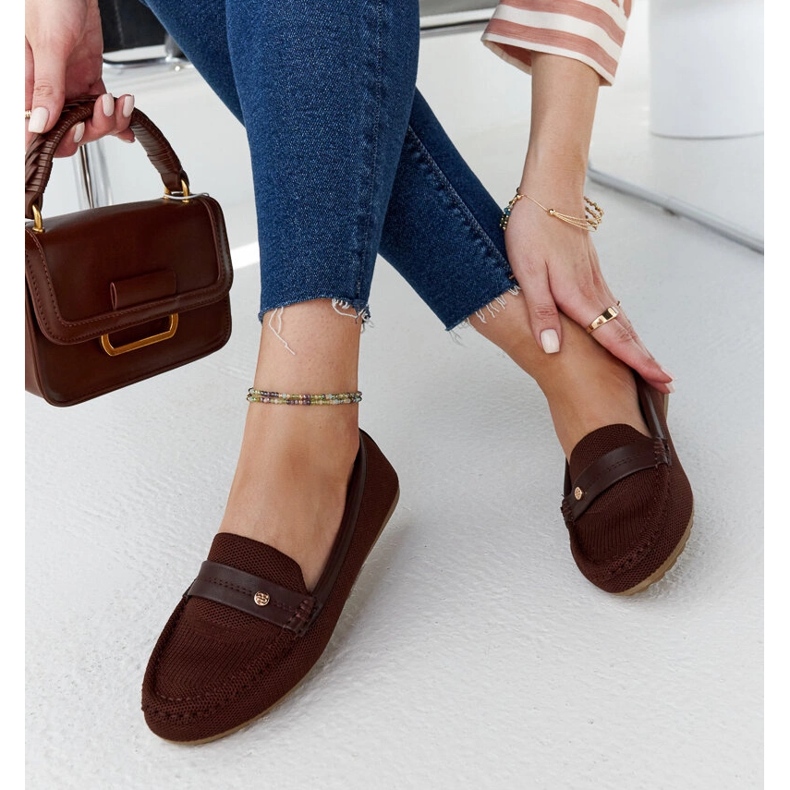 Braune Stoff-Loafer von Fombio 1