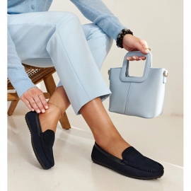 Marineblaue Stoffmokassins von Fiammetta 1