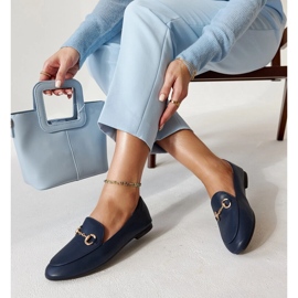 Marineblaue Mokassins mit Schnalle von Erminia 1