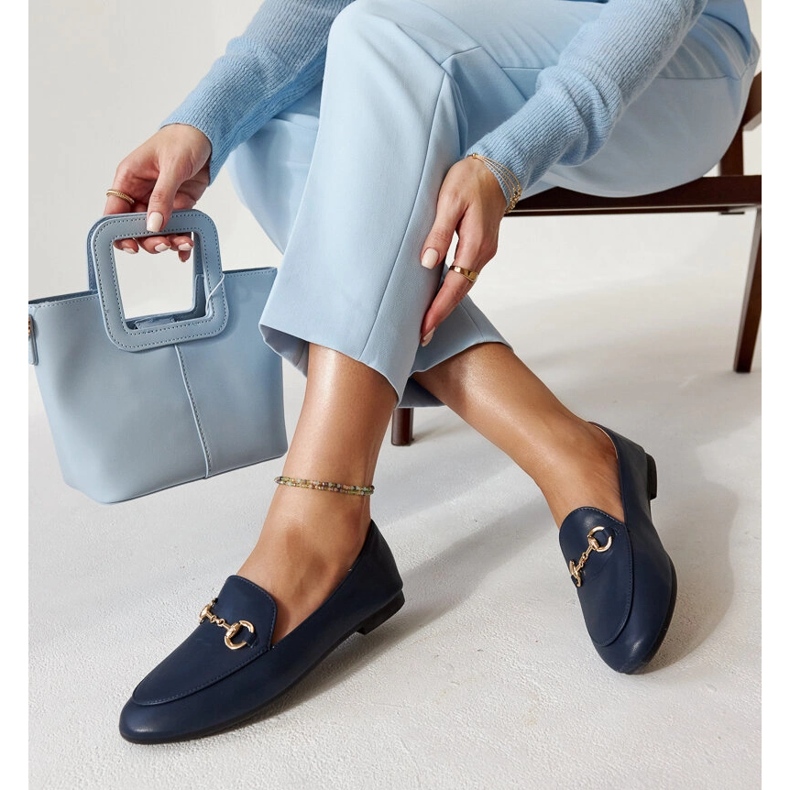 Marineblaue Mokassins mit Schnalle von Erminia 1