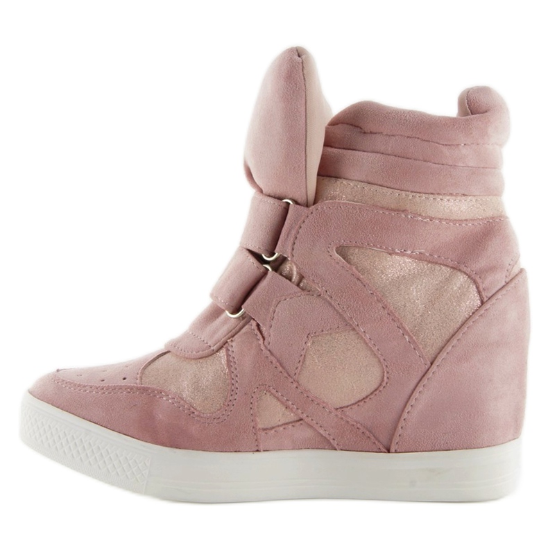 Rosa Wildleder-Sneaker mit Klettverschluss 2