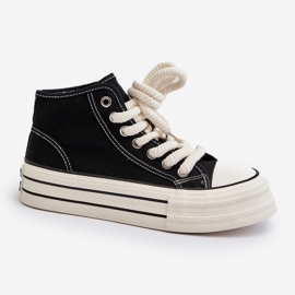 Damen-Plateau-Sneaker Schwarz Aineri 2