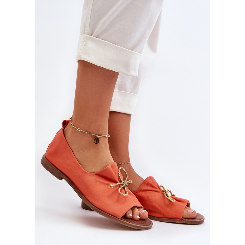 Zazoo 2660 Damen-Ballerinas aus Leder, Orange 2
