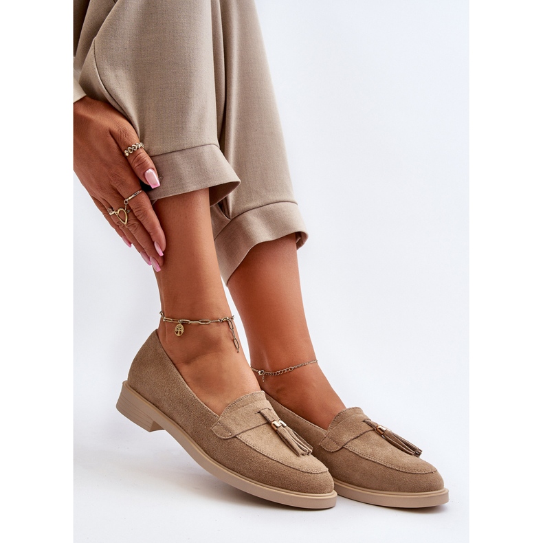 Zazoo 3420 Wildleder Frauenlaafer mit flachen Absätzen beige 1