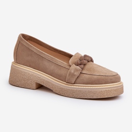 Zazoo 3429/W Damen-Mokassins aus Wildleder mit Verzierung, Beige 1