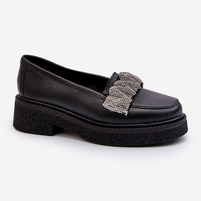 Zazoo 3419 Damen-Ledermokassins mit Zierriemen, Schwarz 1