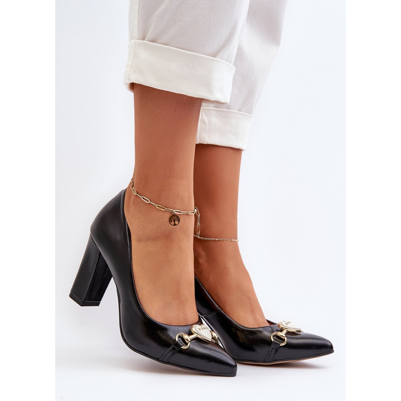 Zazoo 2453/OS Lederpumps mit Absatz und Herz, Schwarz 2